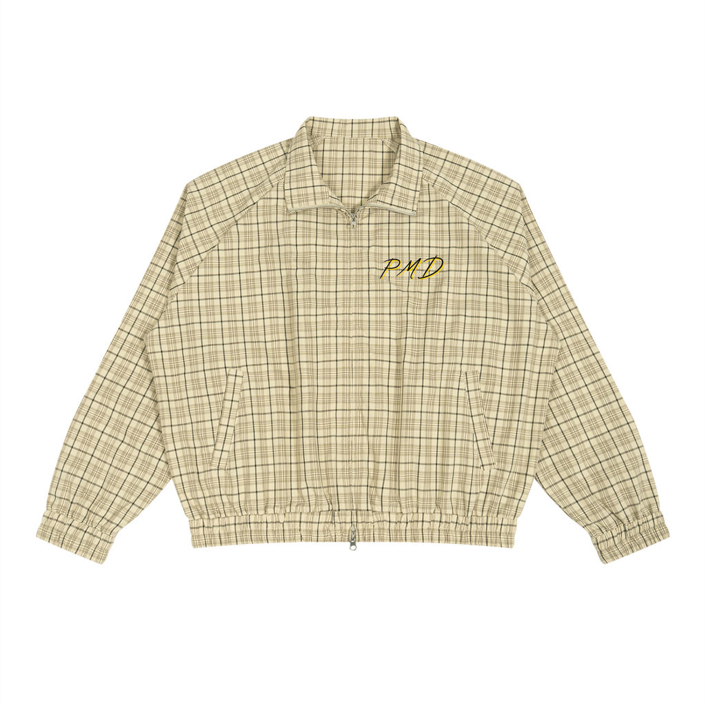 Plaid Full-Zip Track Jacket