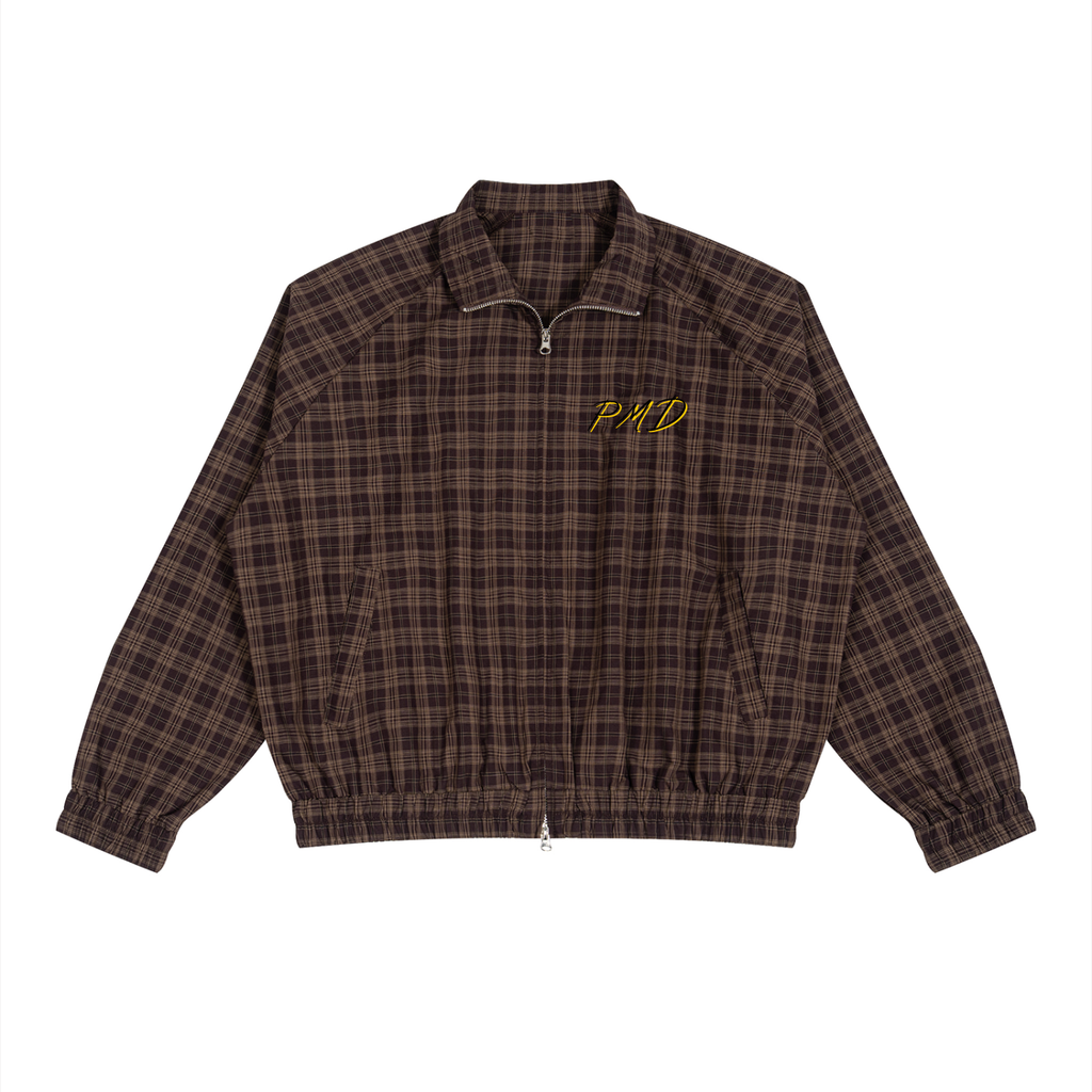Plaid Full-Zip Track Jacket