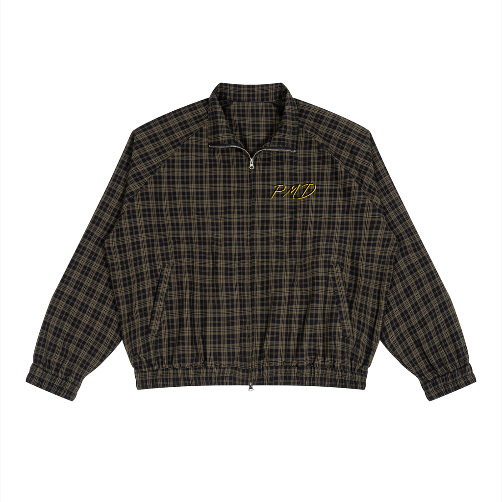 Plaid Full-Zip Track Jacket